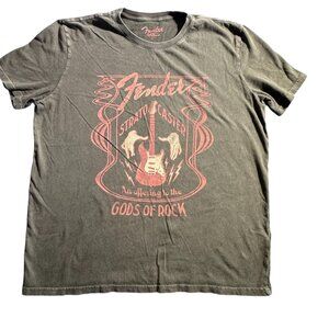 LUCKY BRAND Black distressed Fender T-shirt